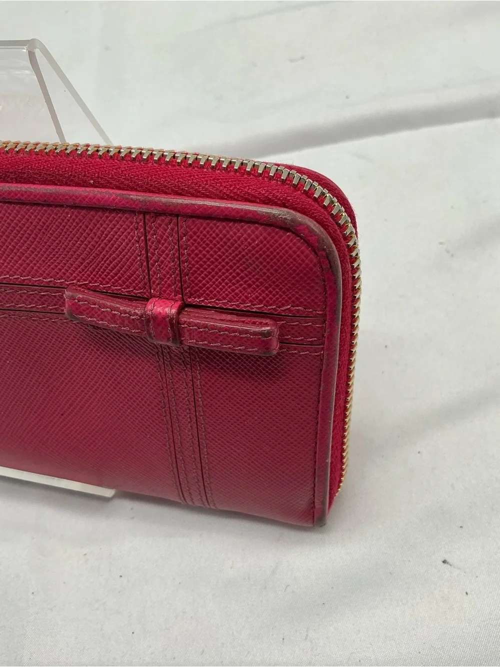Prada Saffiano Leather Zip-Around Wallet – Raspberry Pink